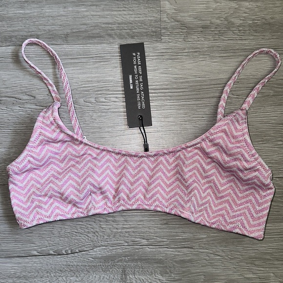 Pink and white sparkle Bathing suit top - Picture 7 of 8